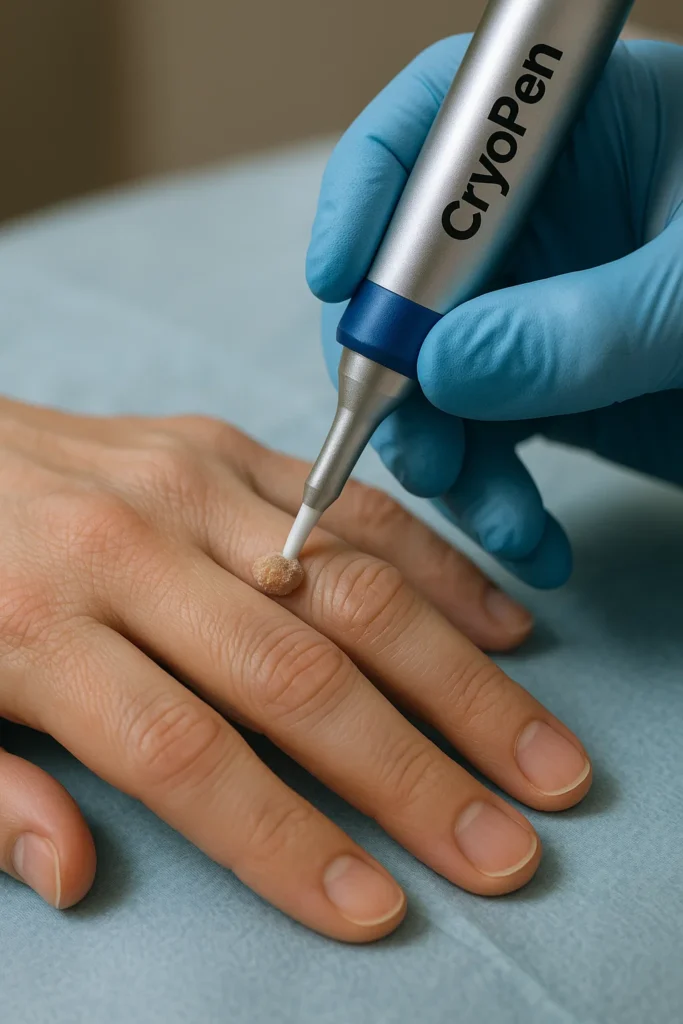 example of cryopen wart removal Merthyr Tydfil treatment on a persons finger