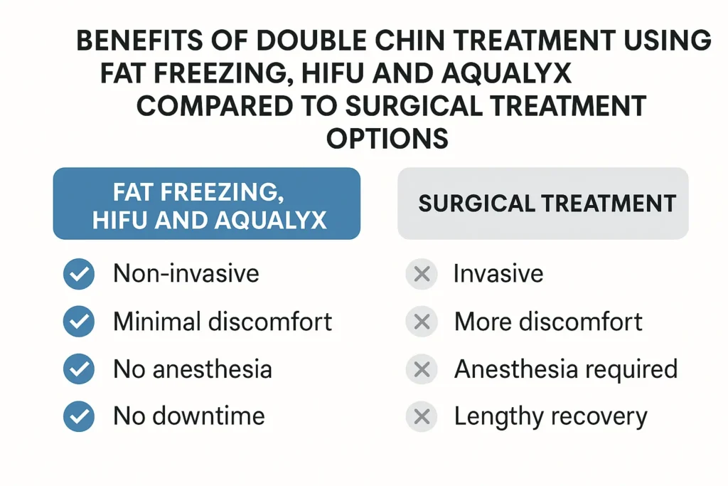 Graphic about the benefits of double chin treatment Merthyr Tydfil - from LA LIPO