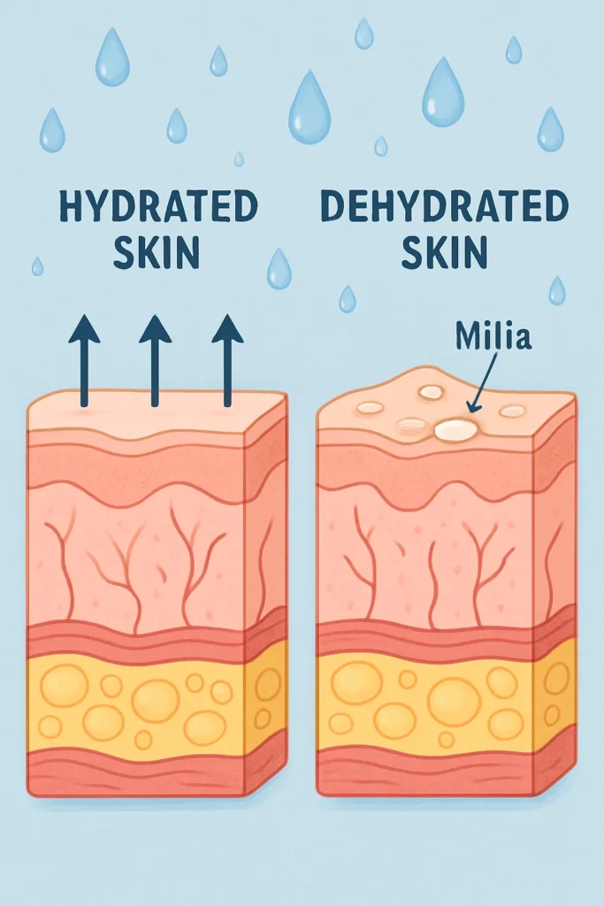 The importance of hydration and milia production Merthyr Tydfil