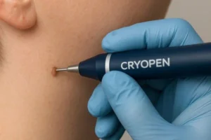 Person receiving skin tag removal Merthyr Tydfil