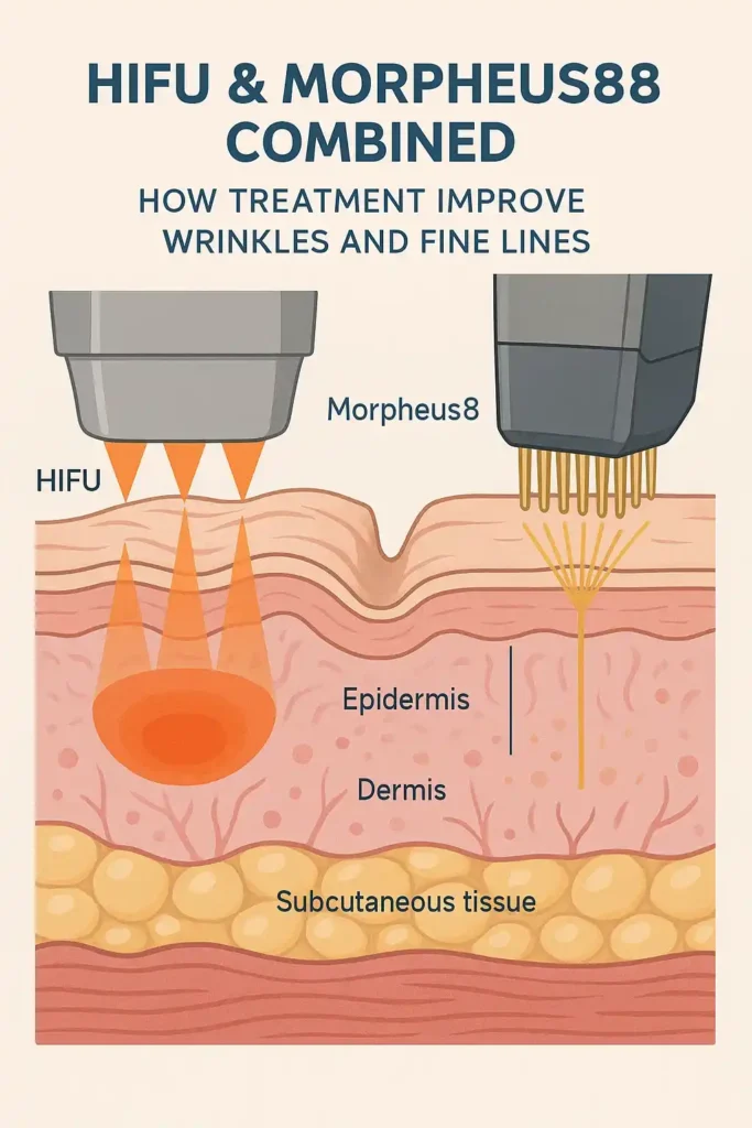 Diagram showing HIFU & Morpeus8 Merthyr Tydfil and the benefits for reduction in wrinkles and fine lines