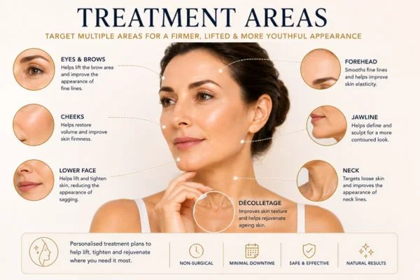 Areas of treatment for the ultimate lift tighten treatment Merthyr Tydfil